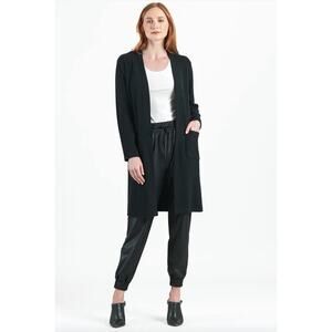 Women's Ciara Sun Woo Chunky Ribbed Modern Pocket Sweater Cardigan in Black sz M